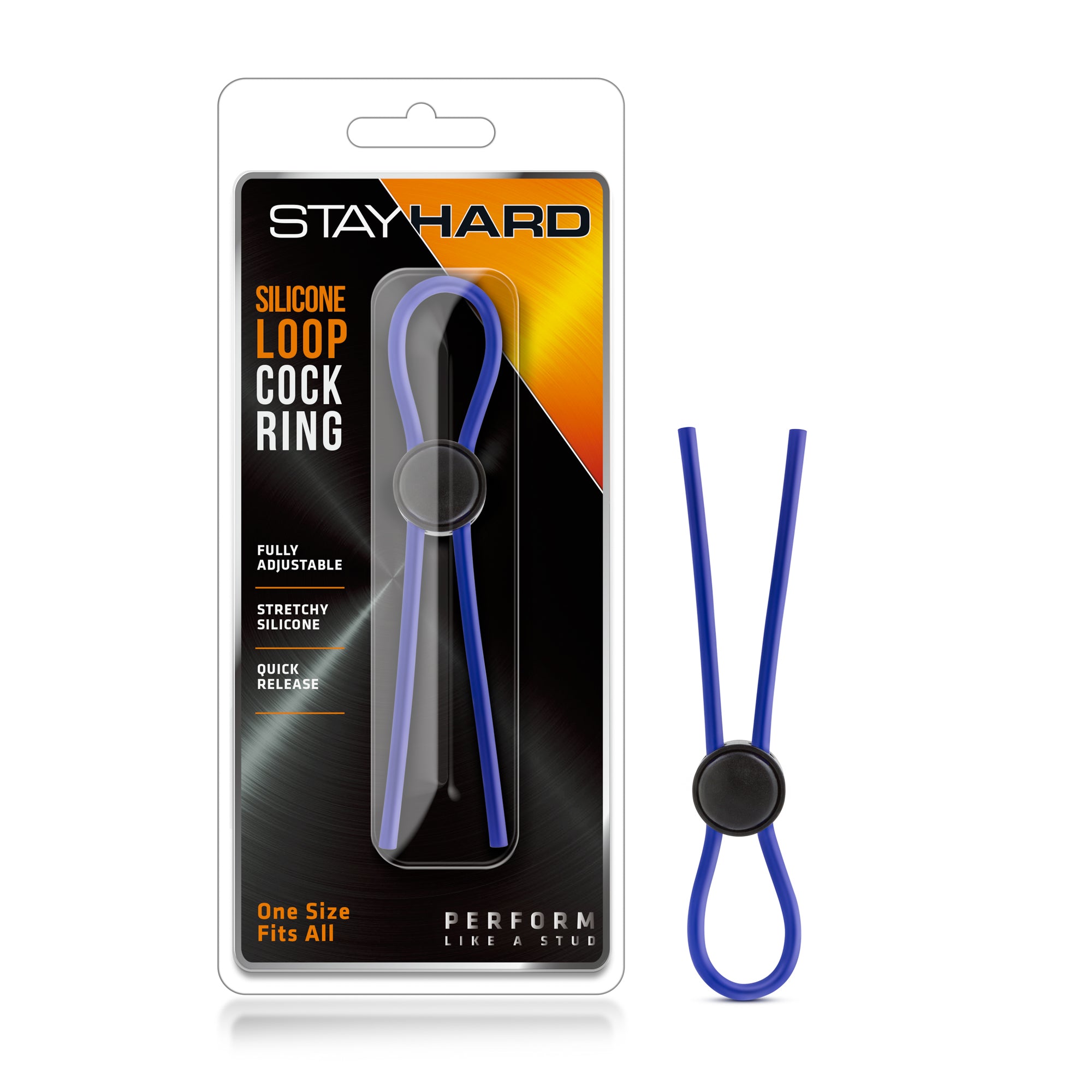 Stay Hard Silicone Loop Cock Ring in Blue Blue > Cock Ring > Adjustable