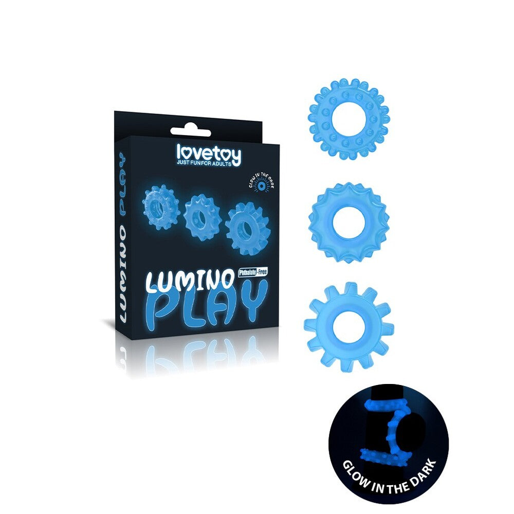 Lovetoy Glow In The Dark Lumino Cock Rings Set Of 3 > Cock Ring > Sets