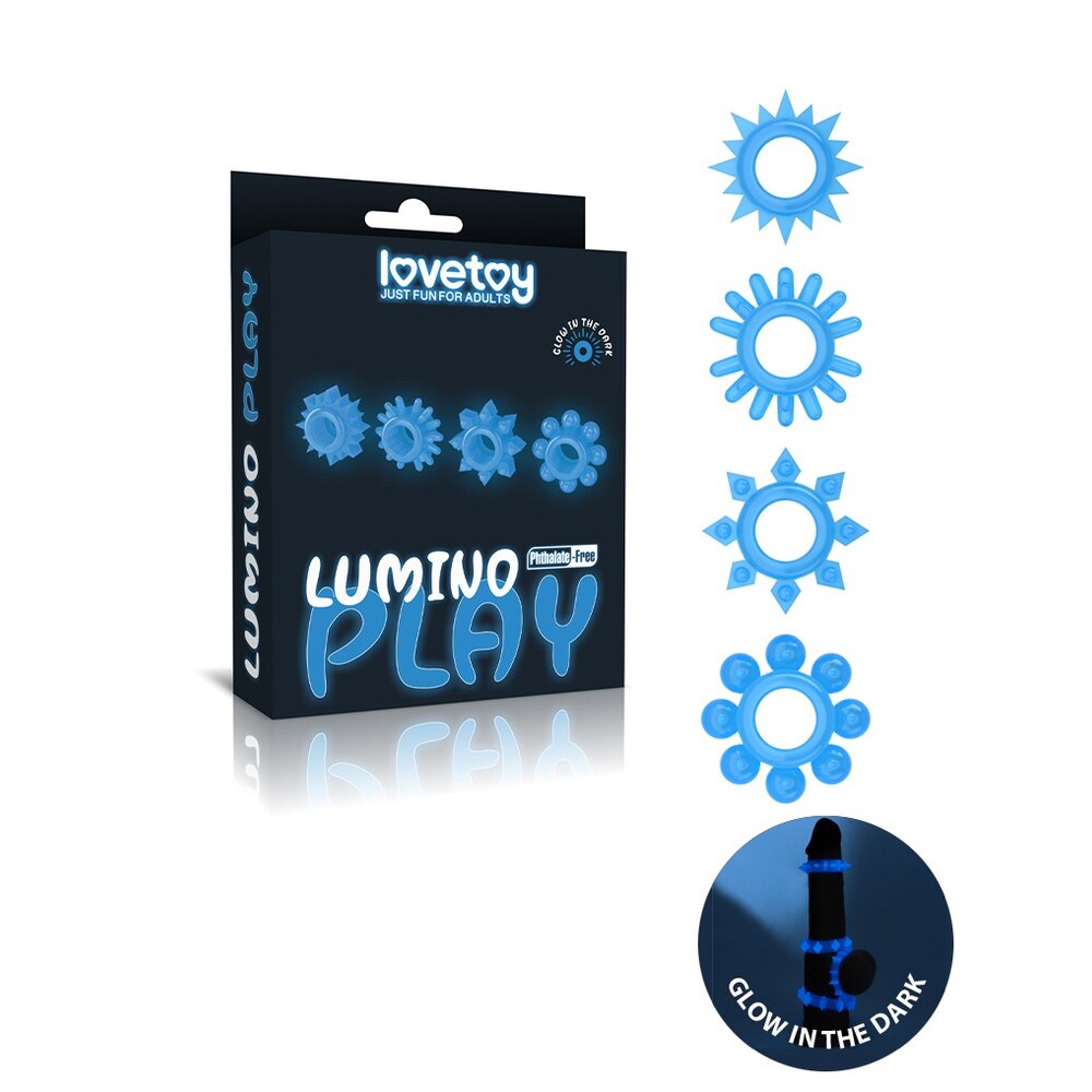 Lovetoy Glow In The Dark Lumino Cock Rings Play Pack Of 4 > Cock Ring > Sets