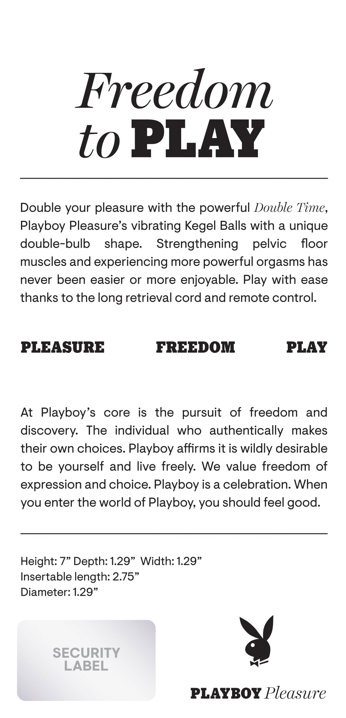 Playboy Pleasure DOUBLE TIME Kegel Balls 17.8cm Length > Sex Toys For Ladies > Kegel Exercise