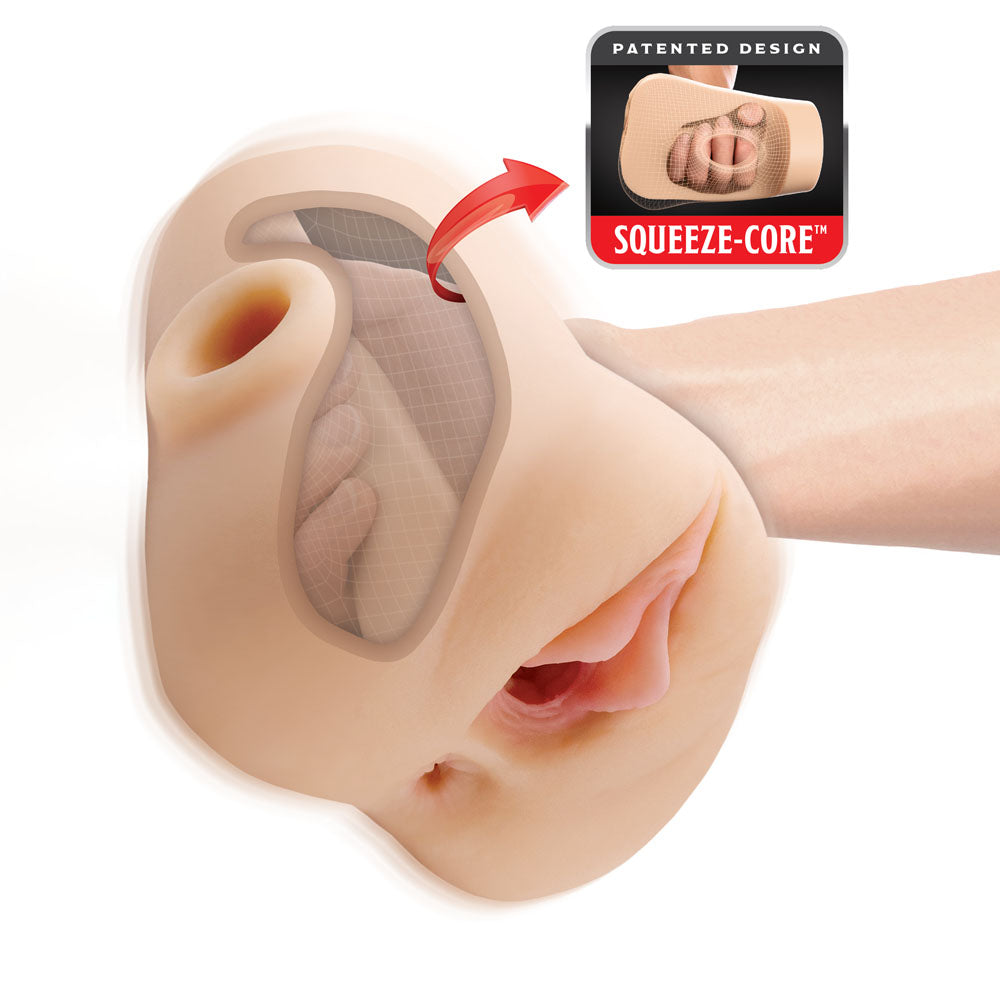 Pdx Plus Double Pounder Vibrating Squeeze Stroker Toy Light > Sex Toys For Men > Masturbators > Manual
