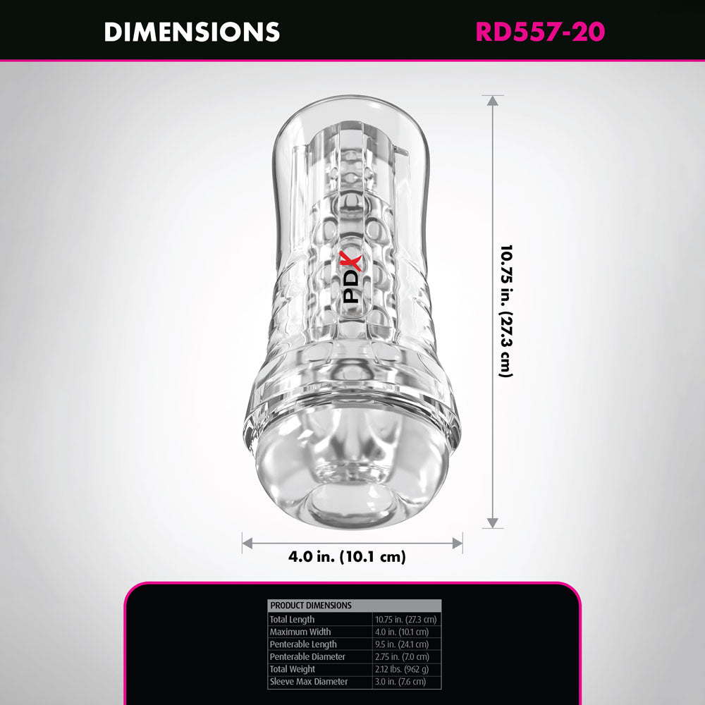 Pdx Elite Viewtube Plus (Clear) – See-Thru Stroker > Sex Toys For Men > Masturbators > Manual