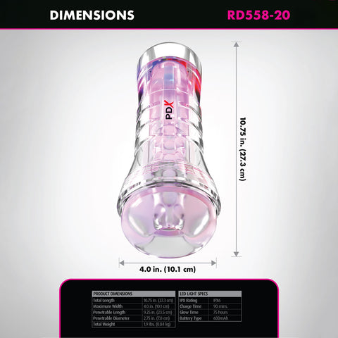 PDX Elite ViewTube XXL (Clear) – LED Stroker > Sex Toys For Men > Masturbators > Manual
