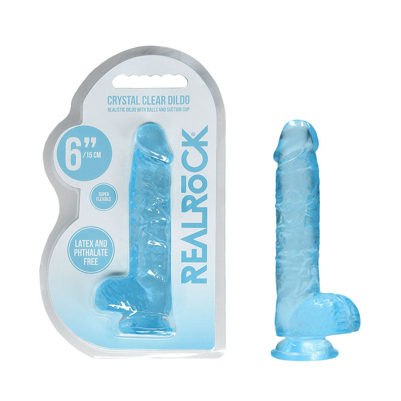 REALROCK Crystal Clear – 6 Inch Realistic Dildo With Balls Blue > Dildos > Realistic Dildos Main image