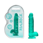 Realrock Crystal Clear 6 Inch Realistic Dildo with Balls – Suction Cup Dildo Turquoise > Dildos > Realistic Dildos
