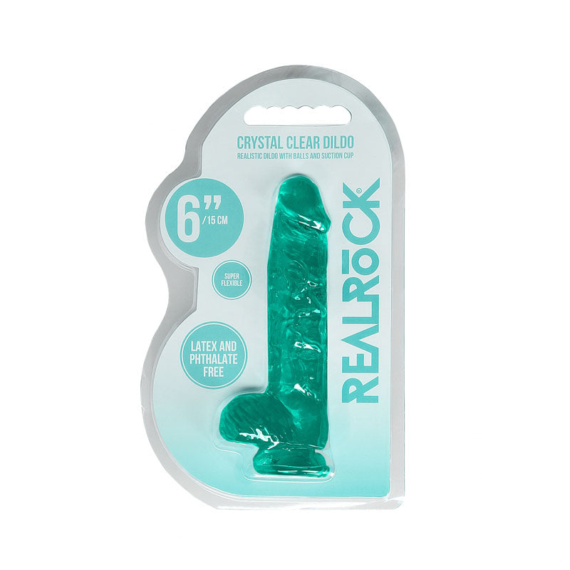 Realrock Crystal Clear 6 Inch Realistic Dildo with Balls – Suction Cup Dildo > Dildos > Realistic Dildos