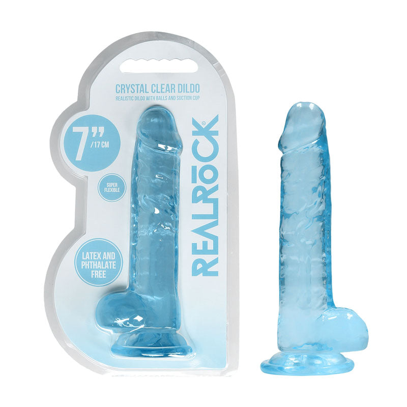Realrock 7 Inch Realistic Dildo With Balls and Suction Cup Blue DONGS