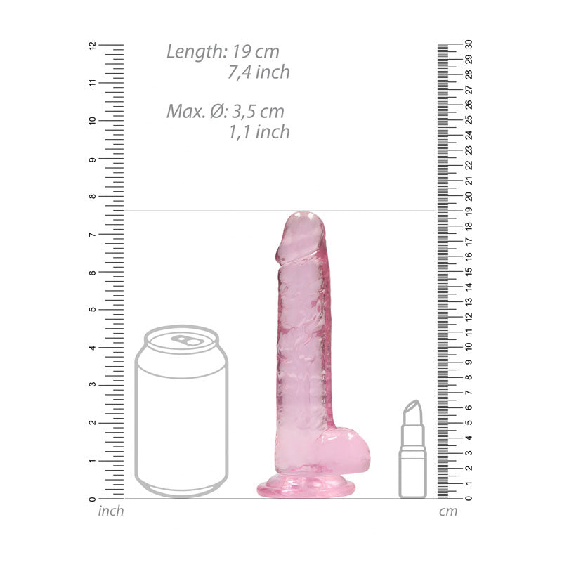 RealRock Crystal Clear Dildo with Balls 7 Inch