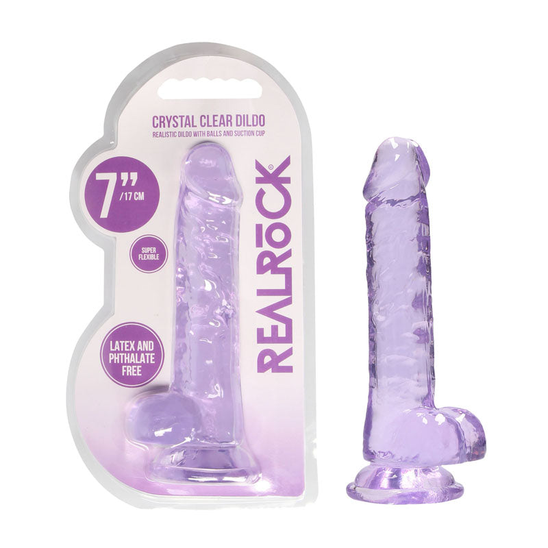 Realrock 7 Inch Realistic Dildo With Balls 17.8 Cm Dong Purple DONGS