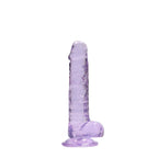RealRock Crystal Clear 7 Inch Phthalate-Free TPE Realistic Dildo with Balls Purple > Dildos > Realistic Dildos