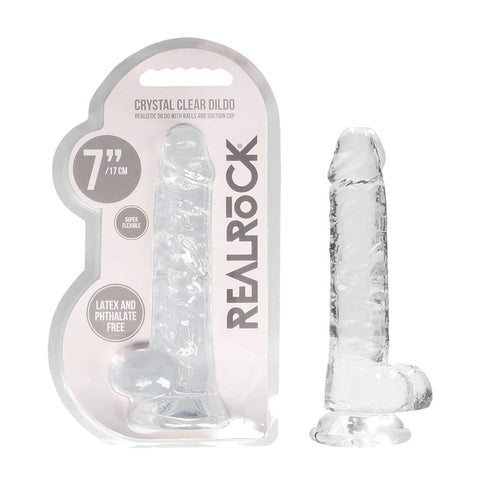 REALROCK 7'' Realistic Dildo With Balls - 17.8 cm Dong in Clear Clear DONGS