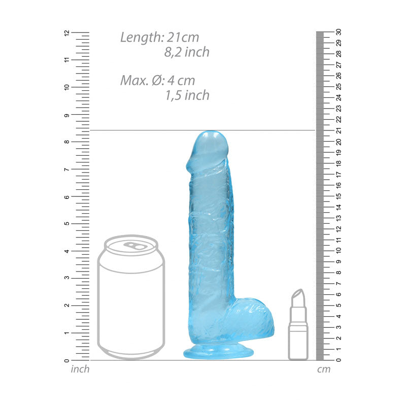 REALROCK 8'' Realistic Dildo With Balls - 20.3 cm Dong in Blue DONGS