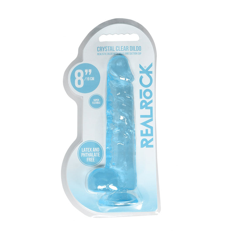 REALROCK Crystal Clear 8 Inch Realistic Dildo with Balls – Skin Safe Rubber Dildo > Dildos > Realistic Dildos