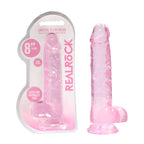 REALROCK Crystal Clear 8 Inch Realistic Dildo with Balls – Skin Safe Rubber Dildo Pink > Dildos > Realistic Dildos