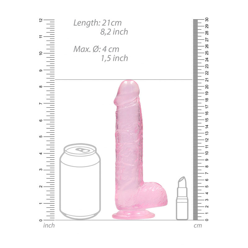 Realrock Crystal Clear 8 Inch Body-Safe Phthalate-Free Realistic Dildo with Balls > Dildos > Realistic Dildos