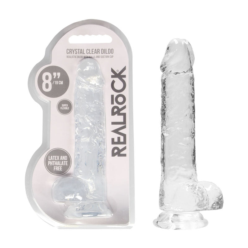 REALROCK Crystal Clear 8 Inch Realistic Dildo with Balls – Body-Safe TPE Dildo > Dildos > Realistic Dildos
