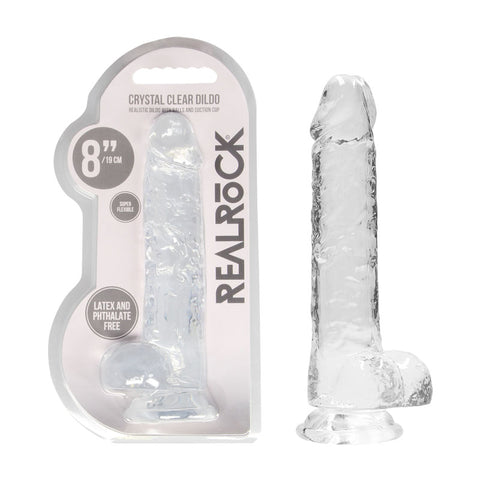 Realrock 8 Inch Realistic Dildo With Balls 20.3 Cm Dong Clear DONGS