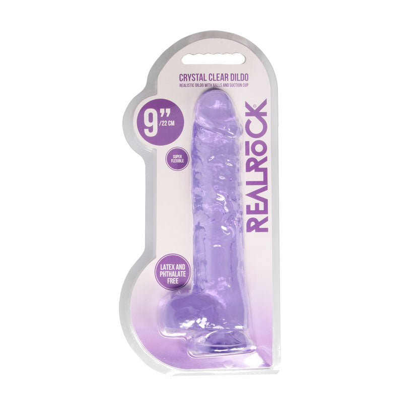 RealRock Crystal Clear 9 Inch Realistic Dildo With Balls - Suction Cup Dildo > Dildos > Realistic Dildos