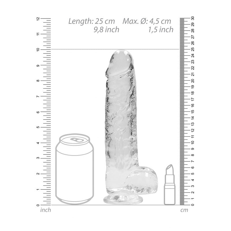 RealRock Crystal Clear 9 Inch Body-Safe Phthalate-Free TPE Realistic Dildo With Balls > Dildos > Realistic Dildos