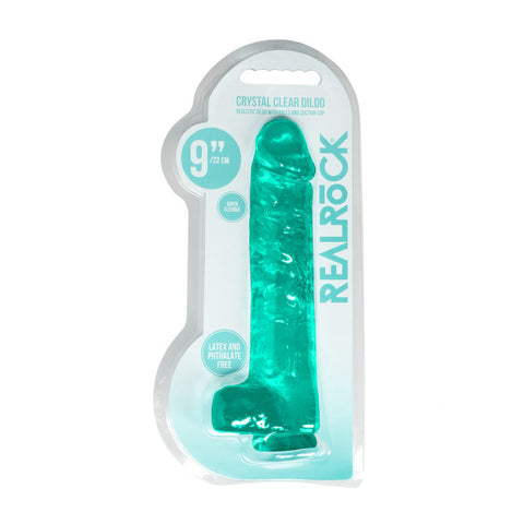 REALROCK Realistic Dildo With Balls 9IN - Crystal Clear Design DONGS