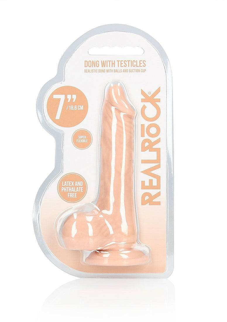 REALROCK 7'' Realistic Dildo With Balls - 17.8 cm Dong Flesh Dongs Realistic