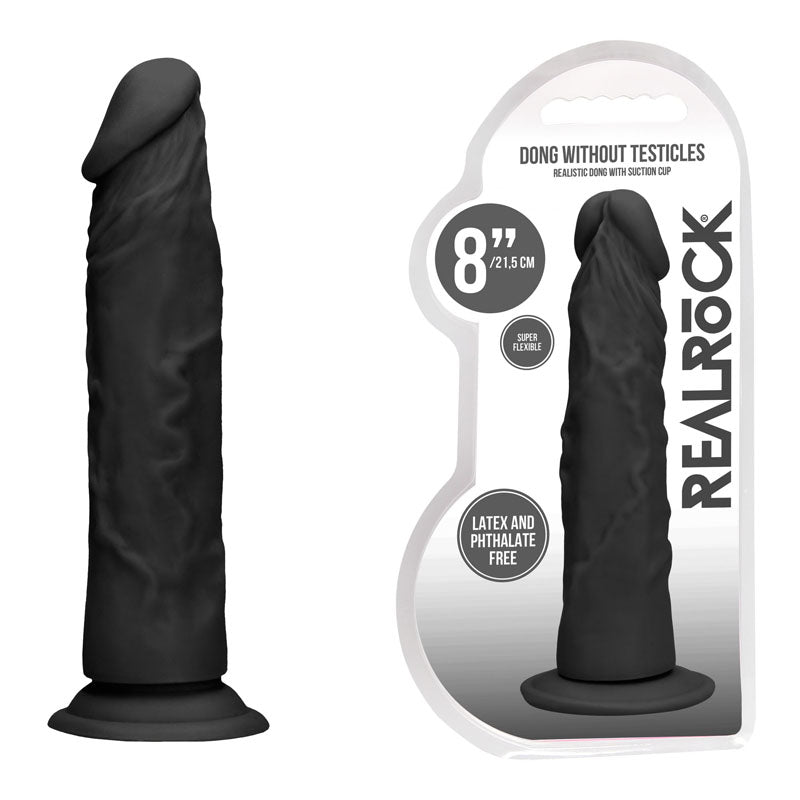 RealRock 8 Inch Realistic Dildo – Phthalate-Free Skin TPE Dildo Black > Dildos > Realistic Dildos
