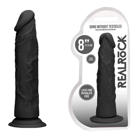 RealRock 8 Inch Realistic Dildo – Phthalate-Free Skin TPE Dildo Black > Dildos > Realistic Dildos