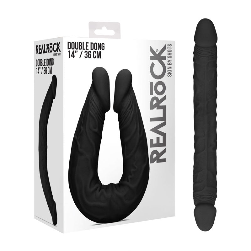 RealRock 14 Inch Double Dildo – Soft TPE Realistic Double Dong Black > Dildos > Double Dildos