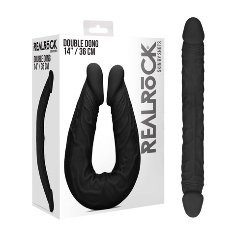 RealRock 14 Inch Double Dildo – Realistic Soft-TPE Double Dong Black > Dildos > Double Dildos