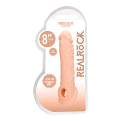 REALROCK 8'' Realistic Penis Extender with Rings - 20.3 cm Penis Extension Sleeve SLEEVES
