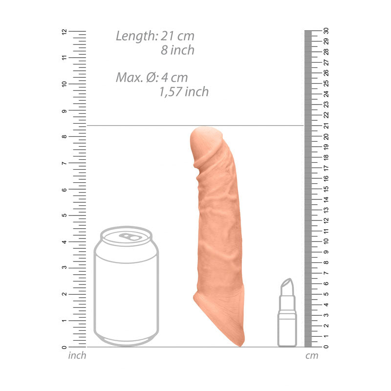 REALROCK 8'' Realistic Penis Extender with Rings - 20.3 cm Penis Extension Sleeve SLEEVES