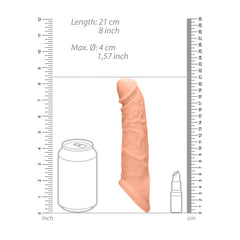 REALROCK 8'' Realistic Penis Extender with Rings - 20.3 cm Penis Extension Sleeve SLEEVES
