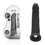 REALROCK Realistic Penis Extender with Rings 22.9 cm Sleeve Penis Sleeve Black > Sex Toys For Men > Penis Sleeves