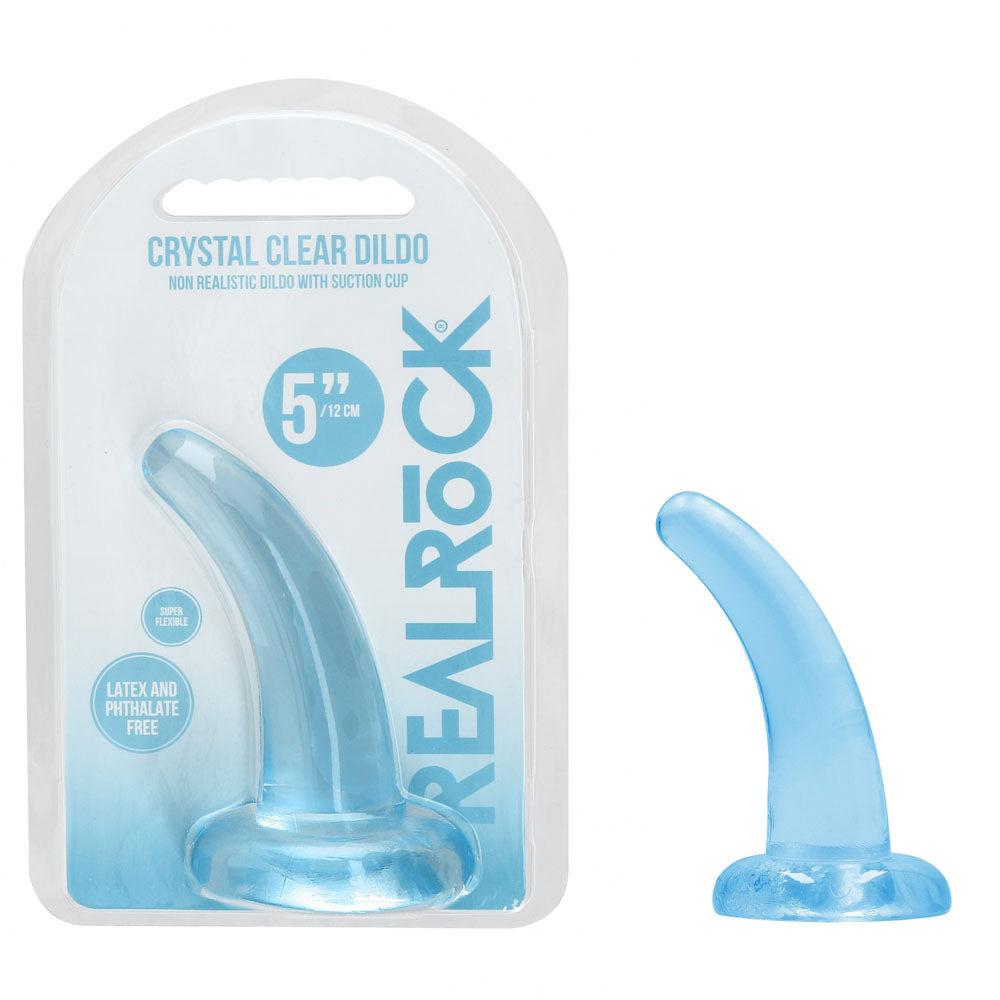 Realrock Transparent Curved Dildo With Suction Cup Base – 11.5cm Blue > Dildos > Neutral Dildos