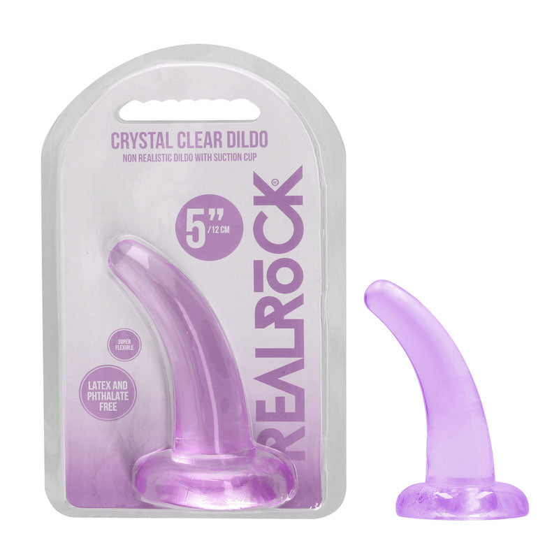 REALROCK Crystal Clear Curved Dildo 11.5 cm With Suction Cup Purple > Dildos > Slim Dildos