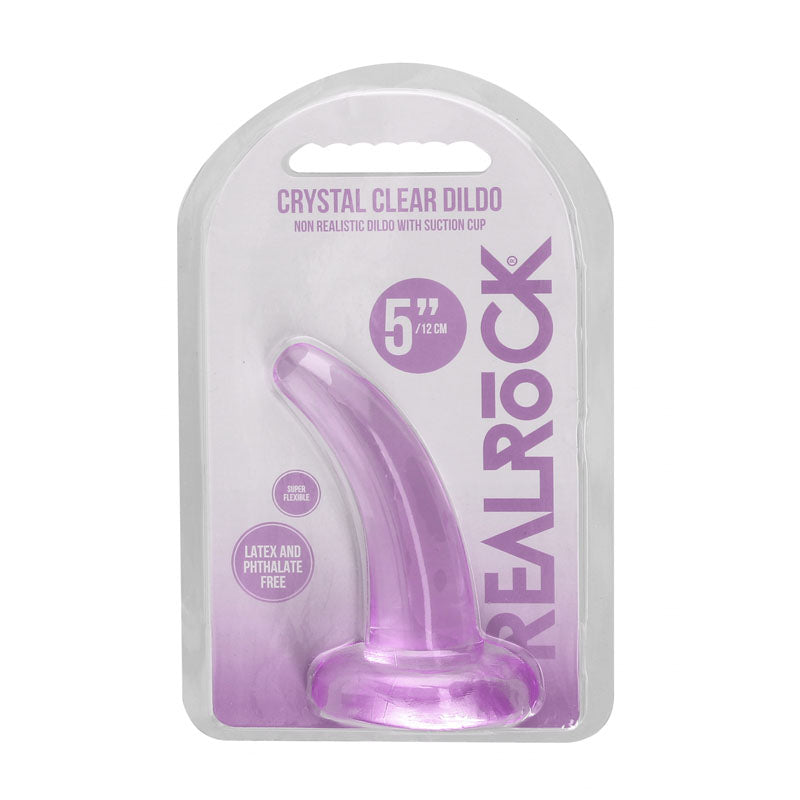 REALROCK Crystal Clear Purple Curved Dildo With Suction Cup – 11.5 cm > Dildos > Slim Dildos