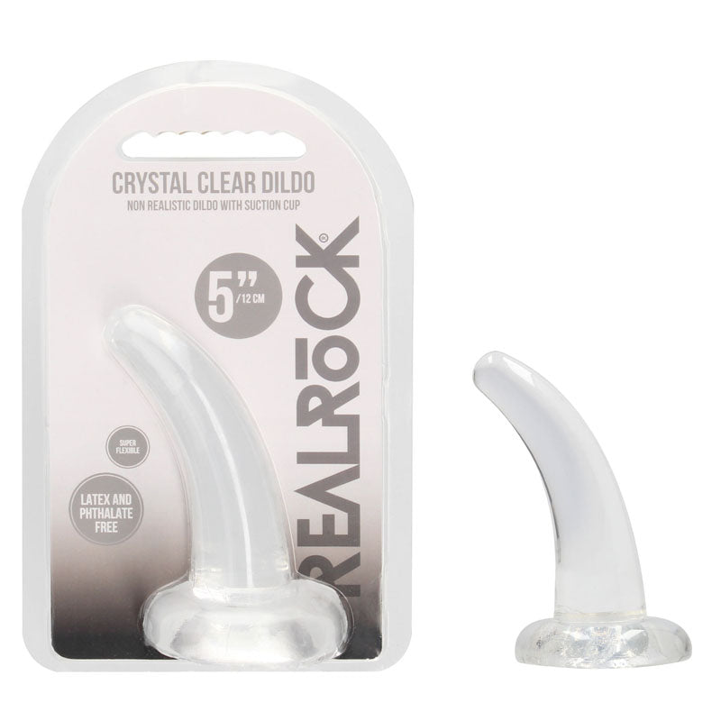 REALROCK Crystal Clear Curved Dildo 11.5 cm With Suction Cup Clear > Dildos > Slim Dildos
