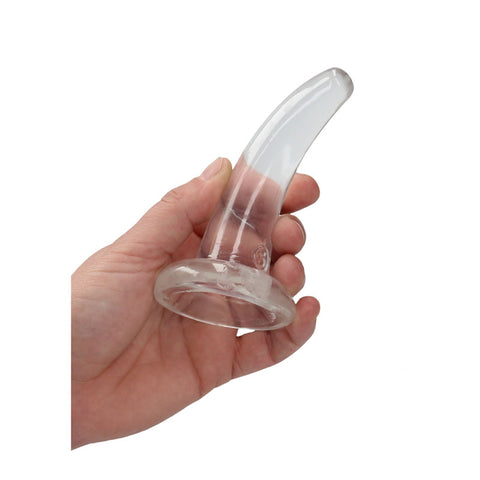 REALROCK Crystal Clear Curved Dildo 11.5 cm With Suction Cup > Dildos > Slim Dildos