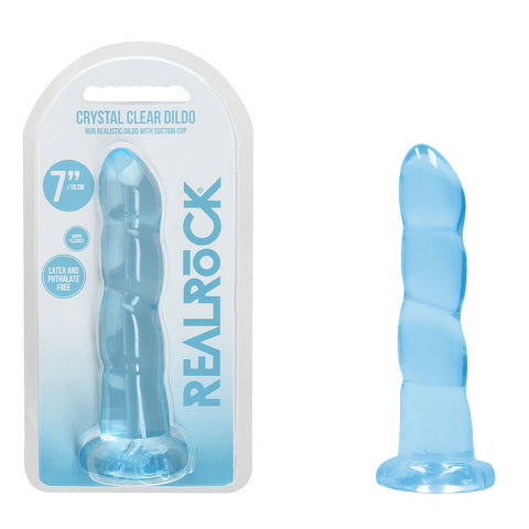RealRock Crystal Clear 17 cm Dildo with Suction Base Blue > Dildos > Realistic Dildos
