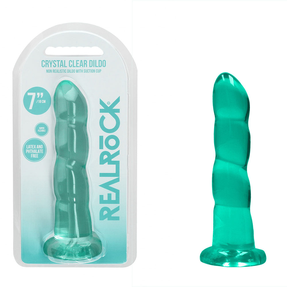 RealRock Crystal Clear 17 cm Dildo with Suction Base Turquoise > Dildos > Realistic Dildos
