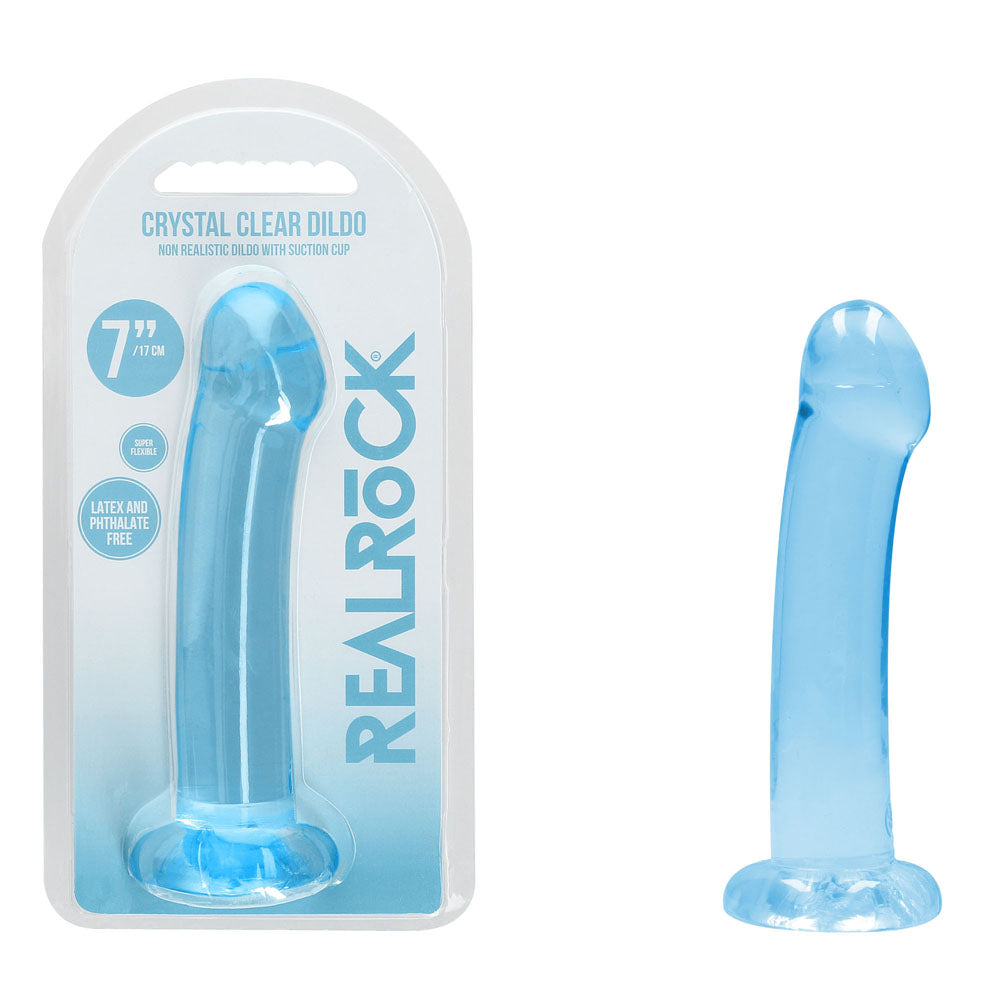 Realrock Crystal Clear Dildo With Suction Cup – 17 cm Dildo Blue > Dildos > Realistic Dildos