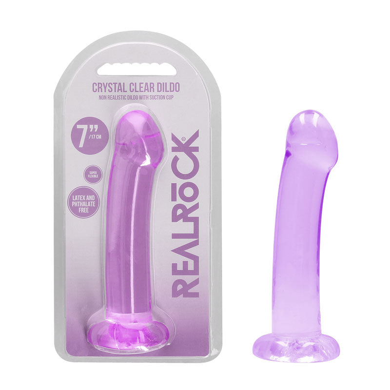 REALROCK Crystal Clear Dildo With Suction Cup – 17 cm Non-Realistic Dildo Purple > Dildos > Neutral Dildos Main image