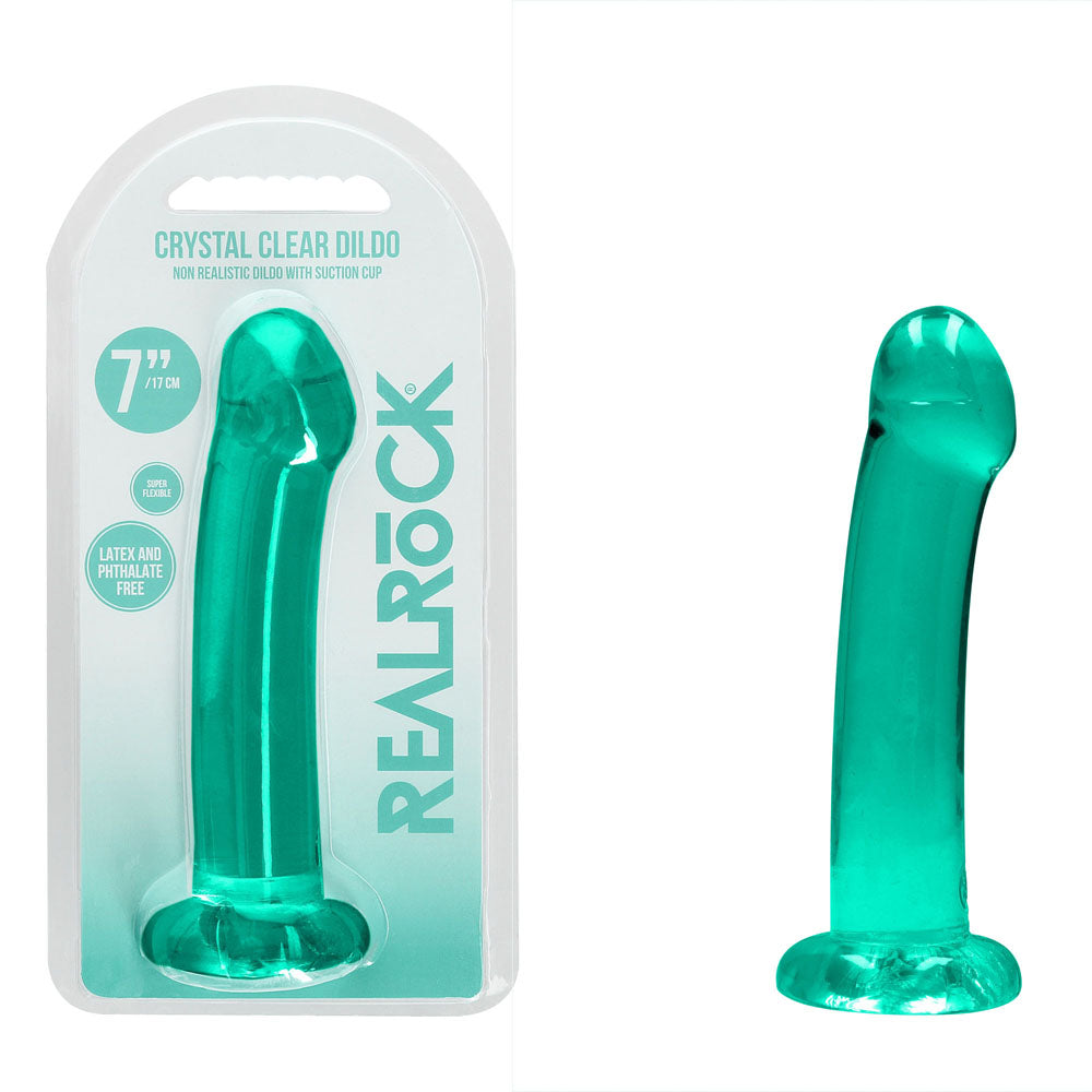 Realrock Crystal Clear Dildo 17 cm – Suction Cup Dildo Turquoise > Dildos > Realistic Dildos Main image