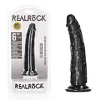 REALROCK Realistic Slim Dildo 15.5 cm Curved Veined Dildo Black > Dildos > Slim Dildos