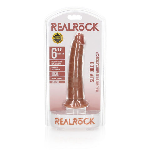 Realrock Realistic Slim Dildo Without Balls 15.5 Centimeters Tan 6 Inch Dong Dongs Realistic