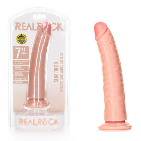 REALROCK Realistic Slim Dildo with Suction Cup - 18 cm (7'') Dong Flesh Dongs Realistic