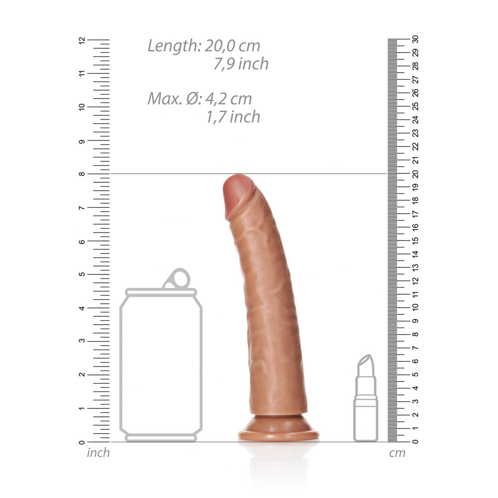 Realrock Realistic Slim Dildo with Suction Cup 18 Centimeters Tan Dongs Realistic