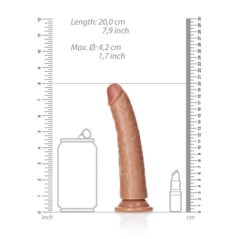 Realrock Realistic Slim Dildo with Suction Cup 18 Centimeters Tan Dongs Realistic