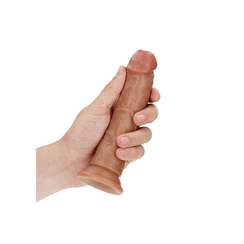REALROCK Realistic Curved Dildo with Suction Cup - 15.5 cm Tan Dongs Realistic