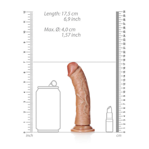 REALROCK Realistic Curved Dildo with Suction Cup - 15.5 cm Tan Dongs Realistic
